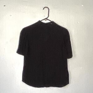 & Other Stories Blouse Size 4 Black High Neck Keyhole Back Closure Short Sleeve